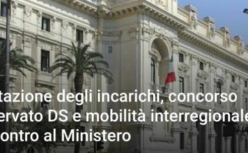 Rotazione degli incarichi, concorso riservato DS e mobilità interregionale: incontro al Ministero